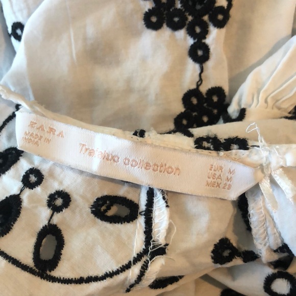 Zara Black & White Floral Embroidered Eyelet Top - Picture 6 of 6